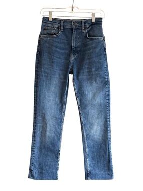 Zara Women’s High Rise Blue Stretch Jeans Zip Fly Size 2 Inseam 26inch
